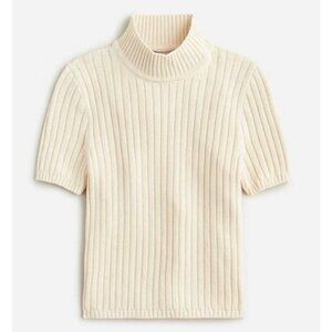 J. Crew Cream Ribbed Turtleneck Sweater